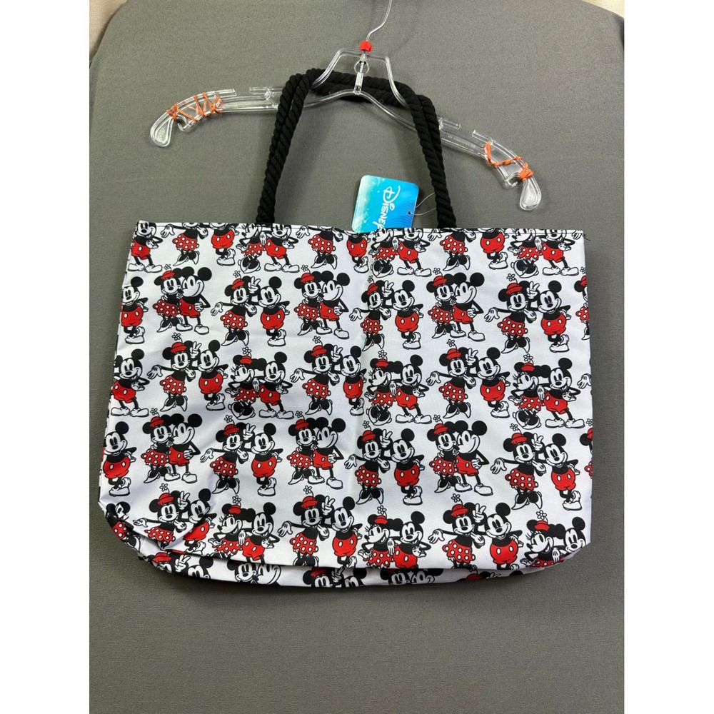 Disney Mickey Minnie Mouse Tote Bag White Red Black Rope Handle‎ NWT